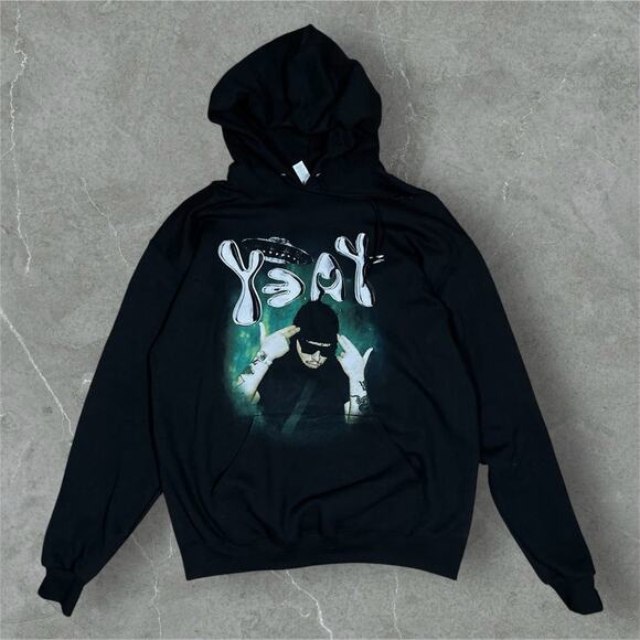 Yeat North American Tour Hoodie Mens Size Large Black Double Sided 2023 - Picture 1 of 8